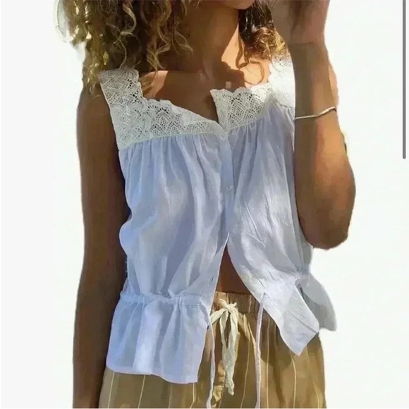 Vintage lace femme top -S - Picture 1 of 5